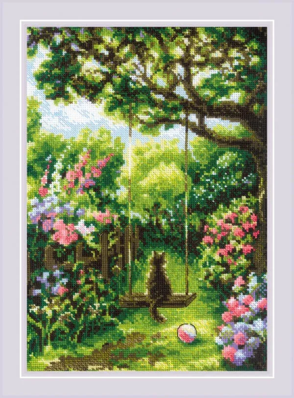 Quality Beautiful Counted Cross Stitch Kits Embroidered Home Decoration 22 Riolis 2114 Swing in Garden 31-40