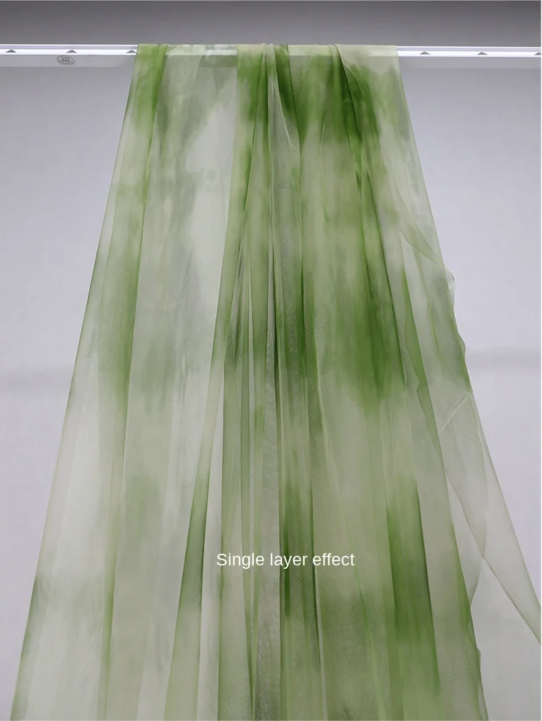 Green Gauze Curtain Fabric Wedding Background Decoration Gauze Fabric By The Meter