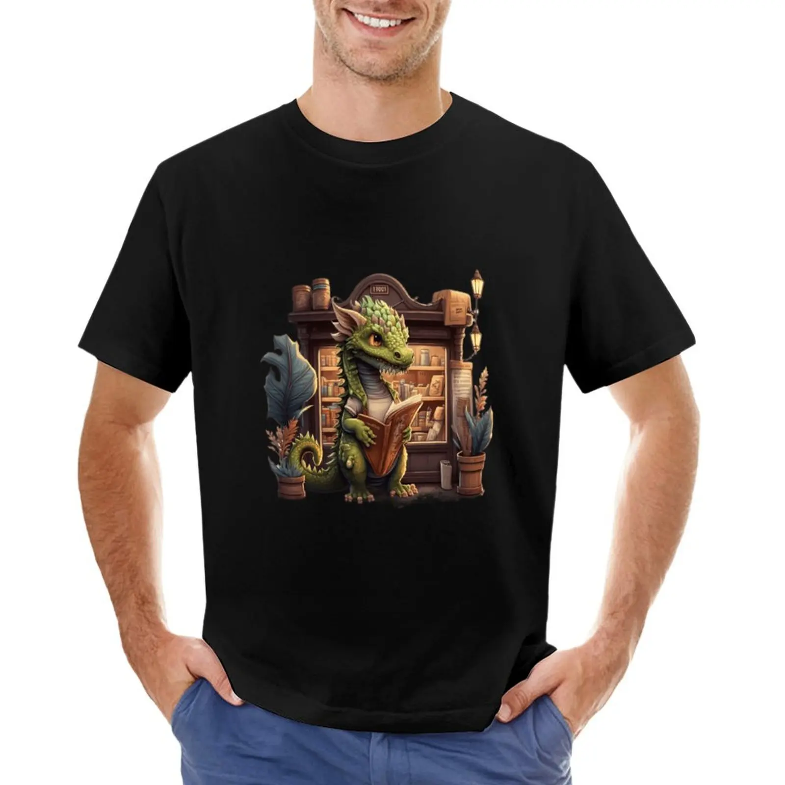 

Chibi Dragon Bookseller T-Shirt rapper graphic tees sports fans custom t shirt mens vintage t shirts