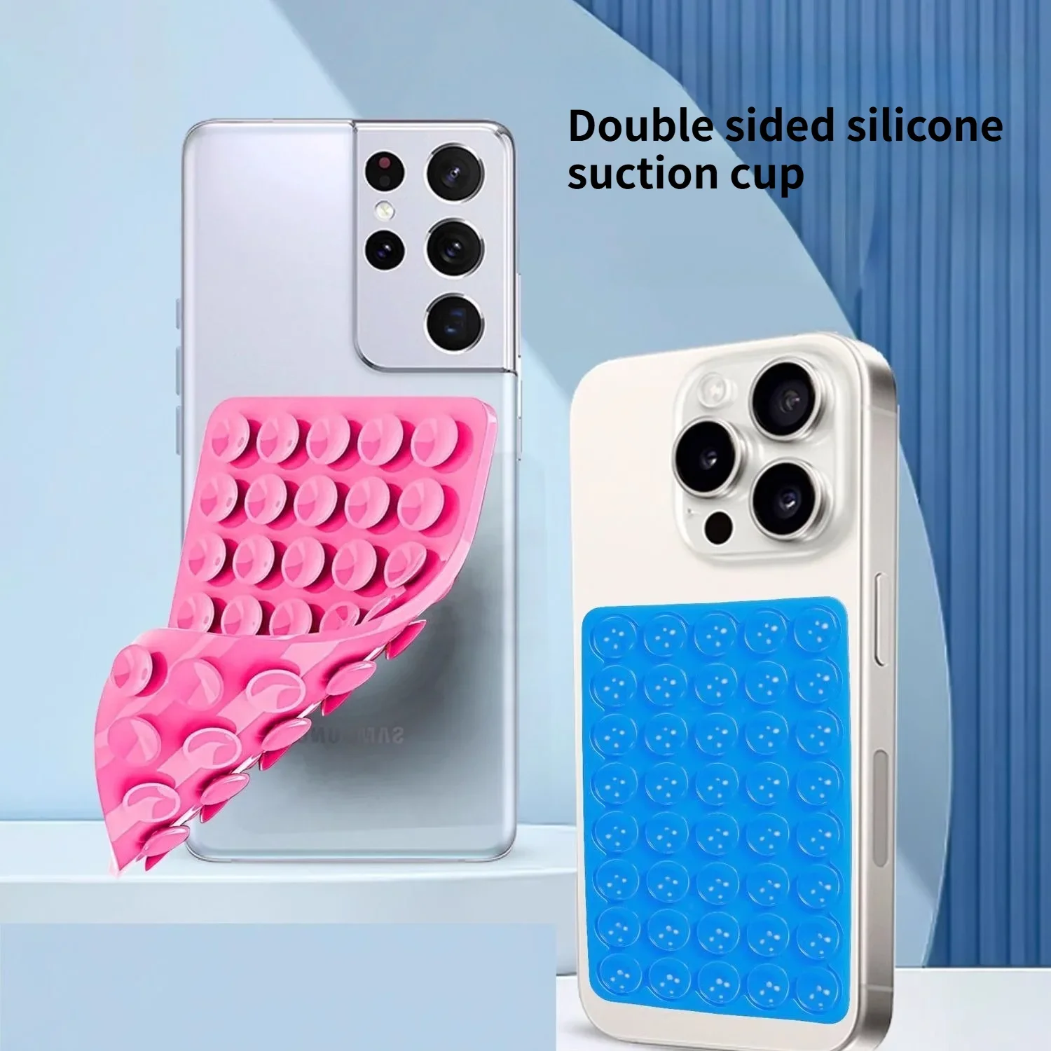 Strong Suction Double Sided Silicone Phone Grip Pad Powerful Anti-Slip Hands-Free Suction Cup Holder for iPhone Selfie