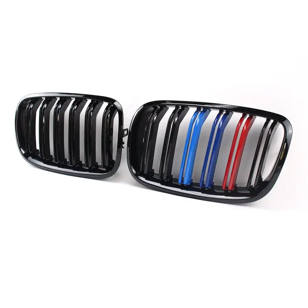 New Look Car Grille Grill Front Kidney Glossy 2 Line Double Slat For BMW X5 E70 2007-2013 X6 E71 E72 2008-2014 Car Accessories