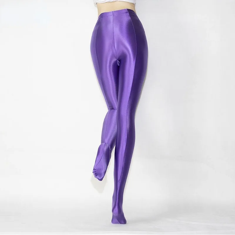 Leggings in raso lucido a vita alta collant sportivi da donna calze glitterate lisce in seta Fitness Gym Yoga pantaloni Legging femminili 2023