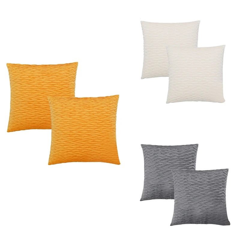 Decorativas Capas de travesseiro para Sala Sofá, Onda plissada, Padrão Listrado, Monocromático, Macio, Decorativo