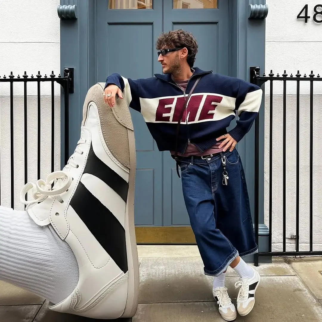 

Y2k Ретро Харадзюку сращенный ​ ​ Вязаный свитер оверсайз на молнии для мужчин и женщин, модный повседневный вязаный кардиган, одежда с вышивкой букв