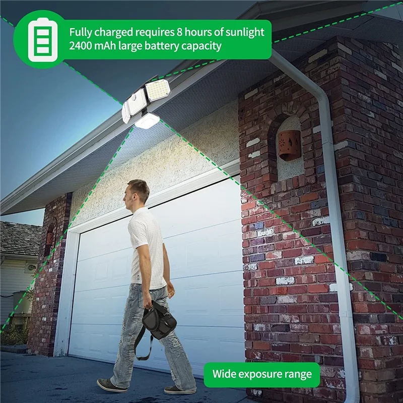 48/112/182 levou luzes solares ao ar livre lâmpada de segurança com ajustable sensor de movimento holofotes ip65 à prova d\' água para o caminho do