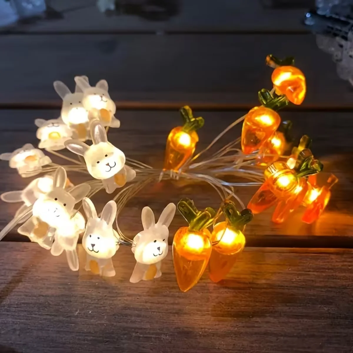 1/2M 10/20 Lights Easter Indoor Decor Bunny Carrot Copper Wire Lights Egg String Lights Dining Celebration Atmosphere Lighting