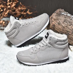 Men Work Boots Snow Boots Warm Plush Couple Boots Korean Casual Durable Non Slip Comfortable Mid Top Mountaineering Shoes Men