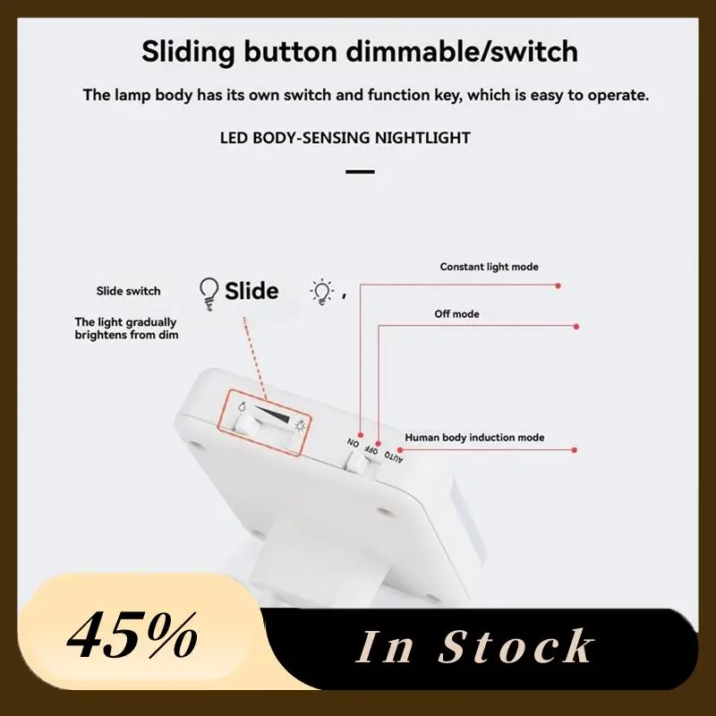 

A78K New Motion Sensor LED Night Light Dimmable Lamp For Kids Room Energy Efficient Dusk To Dawn Sensor Stairway Lamp EU Plug