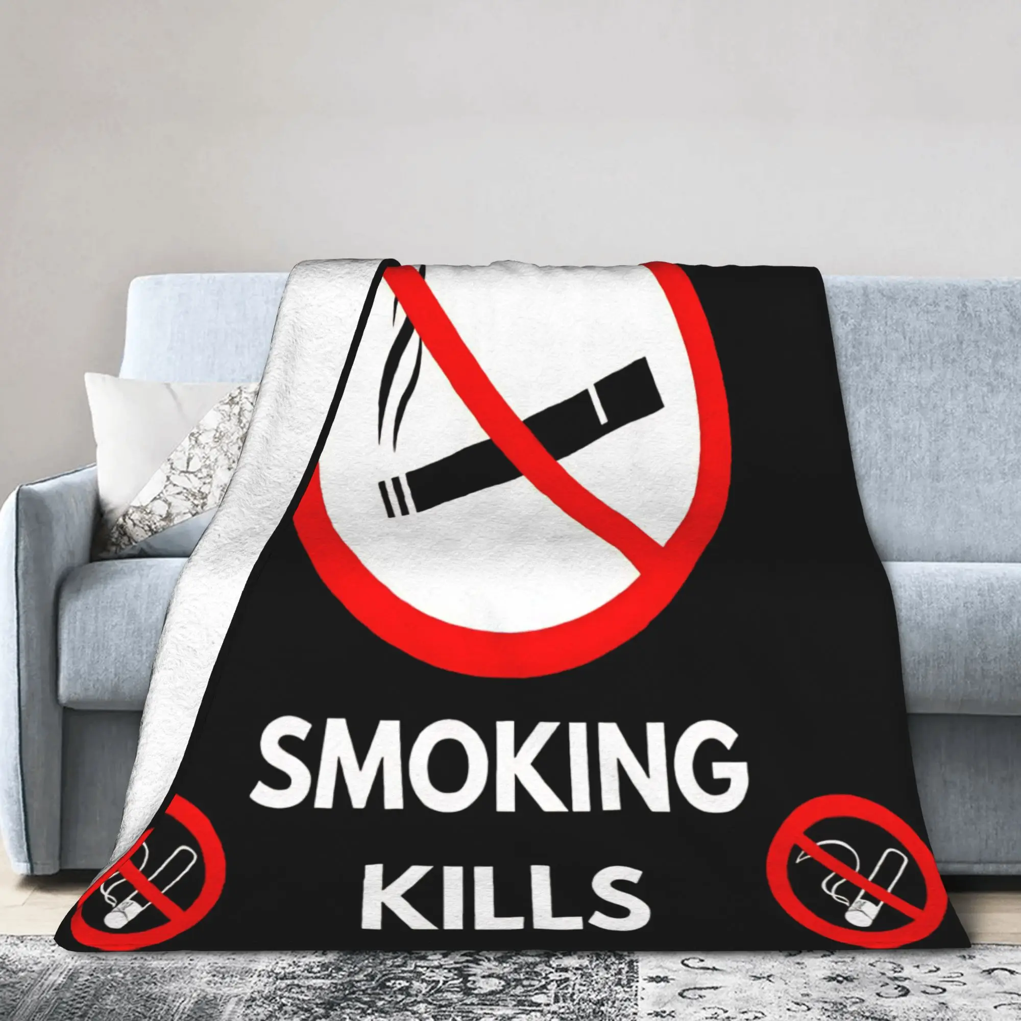 Smoking Kills Blanket Quality Soft  Throw Blanket Winter Travel Living Room Graphic Bedspread