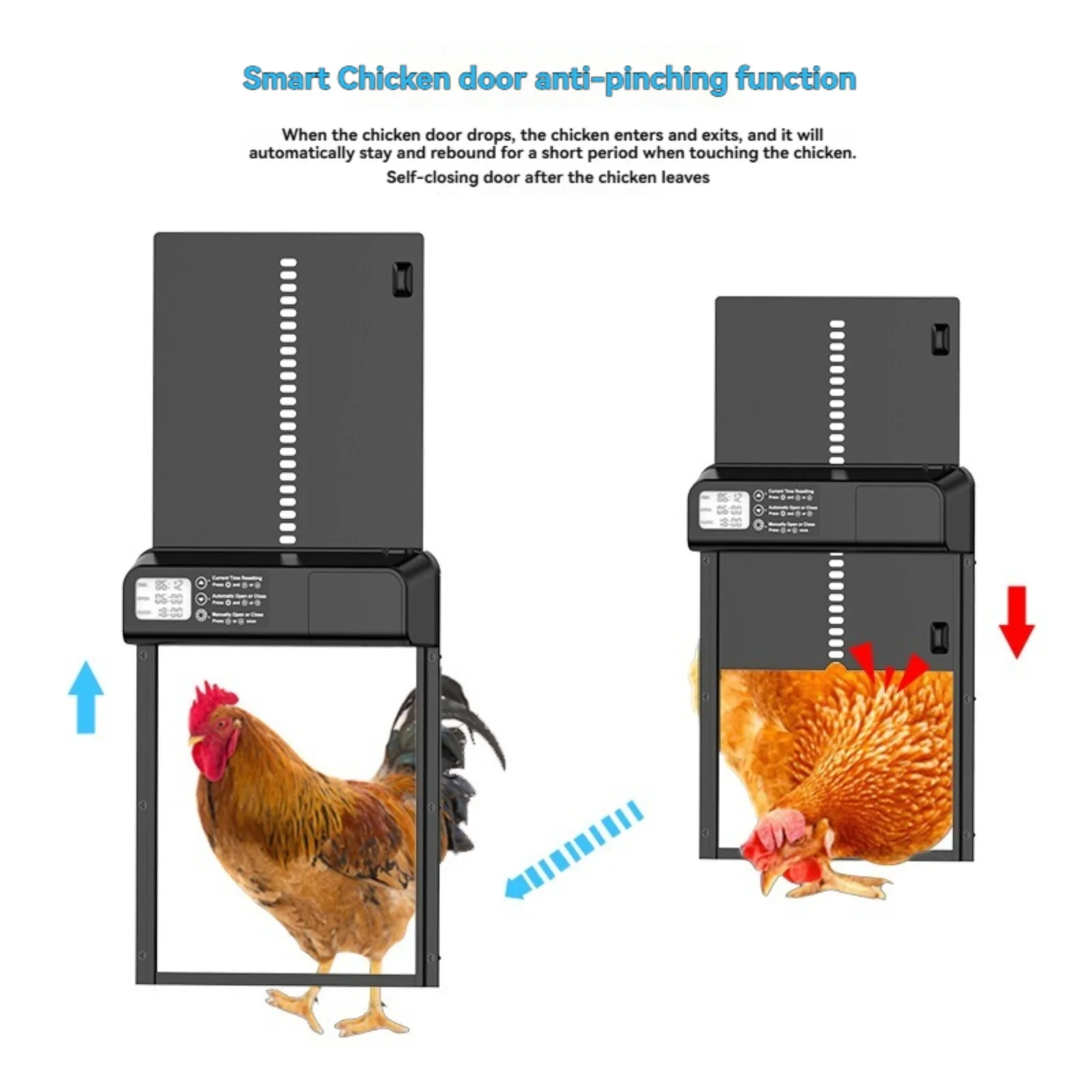 Chicken Coop Door, Automatic Timing Chicken Coop Door, Super Long Battery Life Aluminum Alloy Digital Pet Door, First