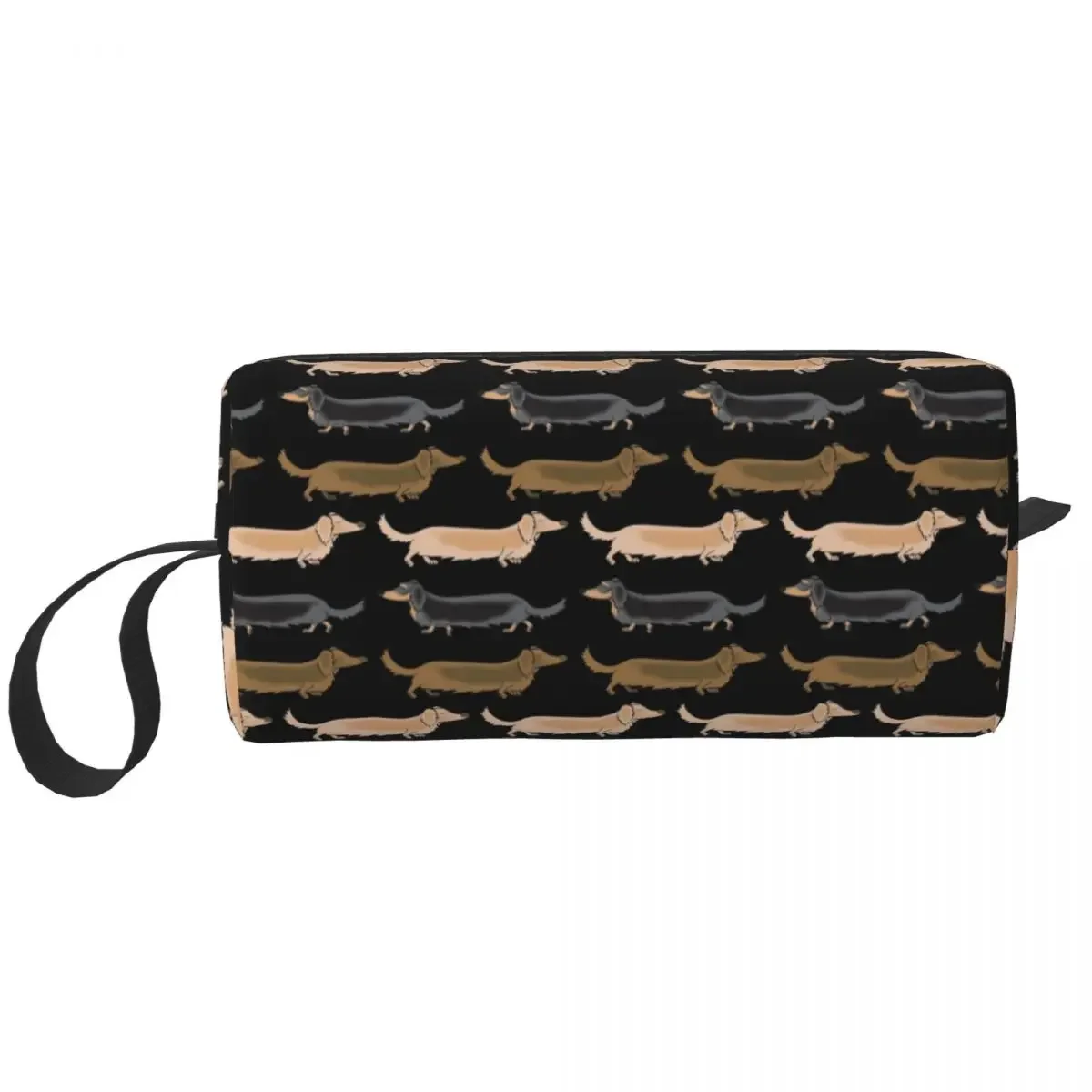 Dachshunds de pelo largo para un Trot, bolsa de maquillaje, Kit Dopp cosmético, bolsa de cosméticos de aseo para mujer, estuche de lápices de viaje de belleza