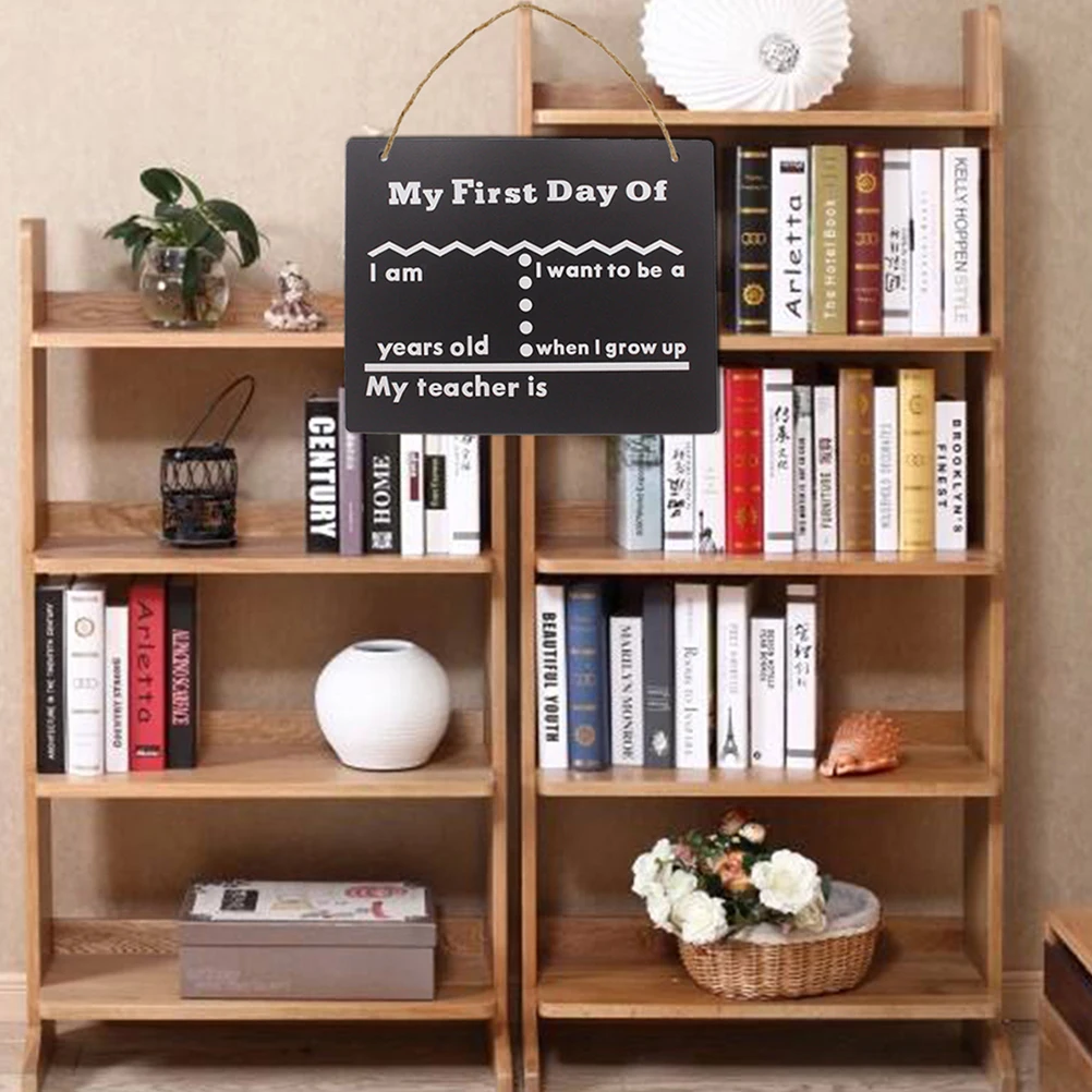 

2 pcs Double-Sided Chalkboard Wall Hanging First Day School Memory Sign Message Board Customizable Milestone