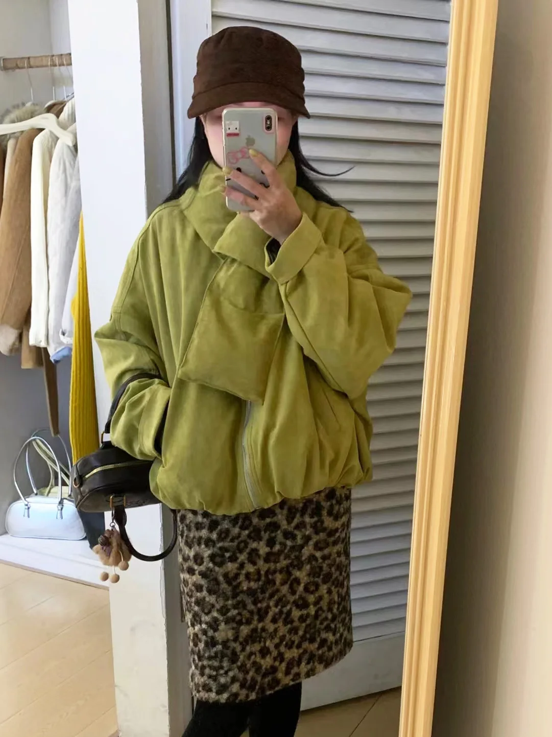 

Fashionable Tea Green Thickened Cotton Jacket Women's Winter New Arrival High Quality Casual Versatile Warm Outerwear Trendy