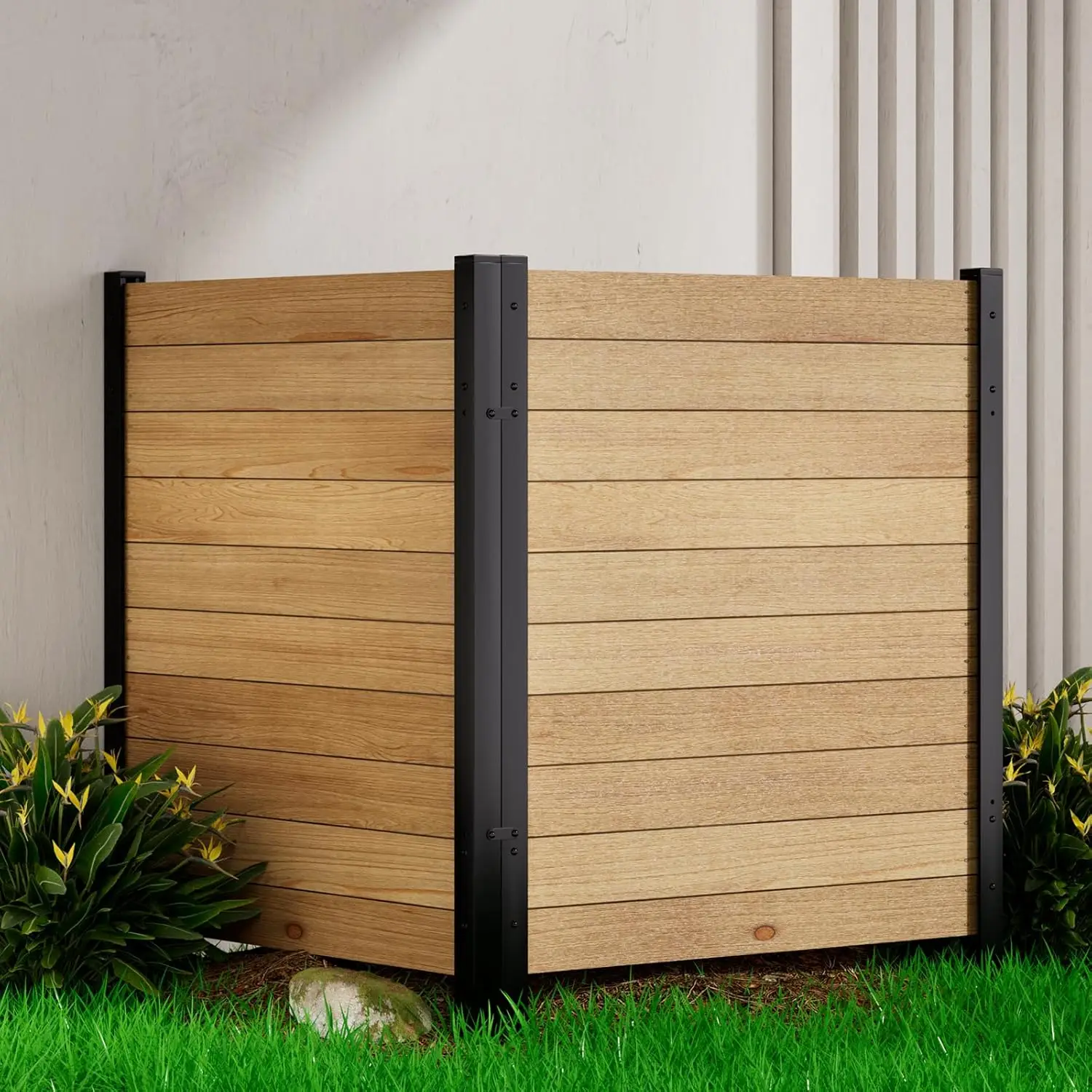 

Outdoor Privacy Fence 2P 38 W x 42 H Wood Fence Privacy Screen No Dig Fence Panels Fencing for Garden Patio Pool Equipment