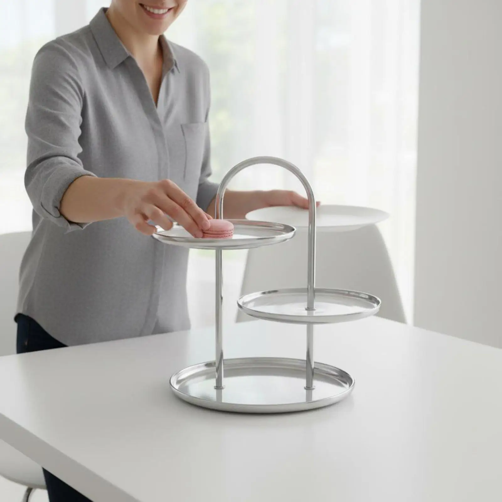 3-Tier Dessert Stand Electroplated Frame Offset Serving Stand for Wedding, Party