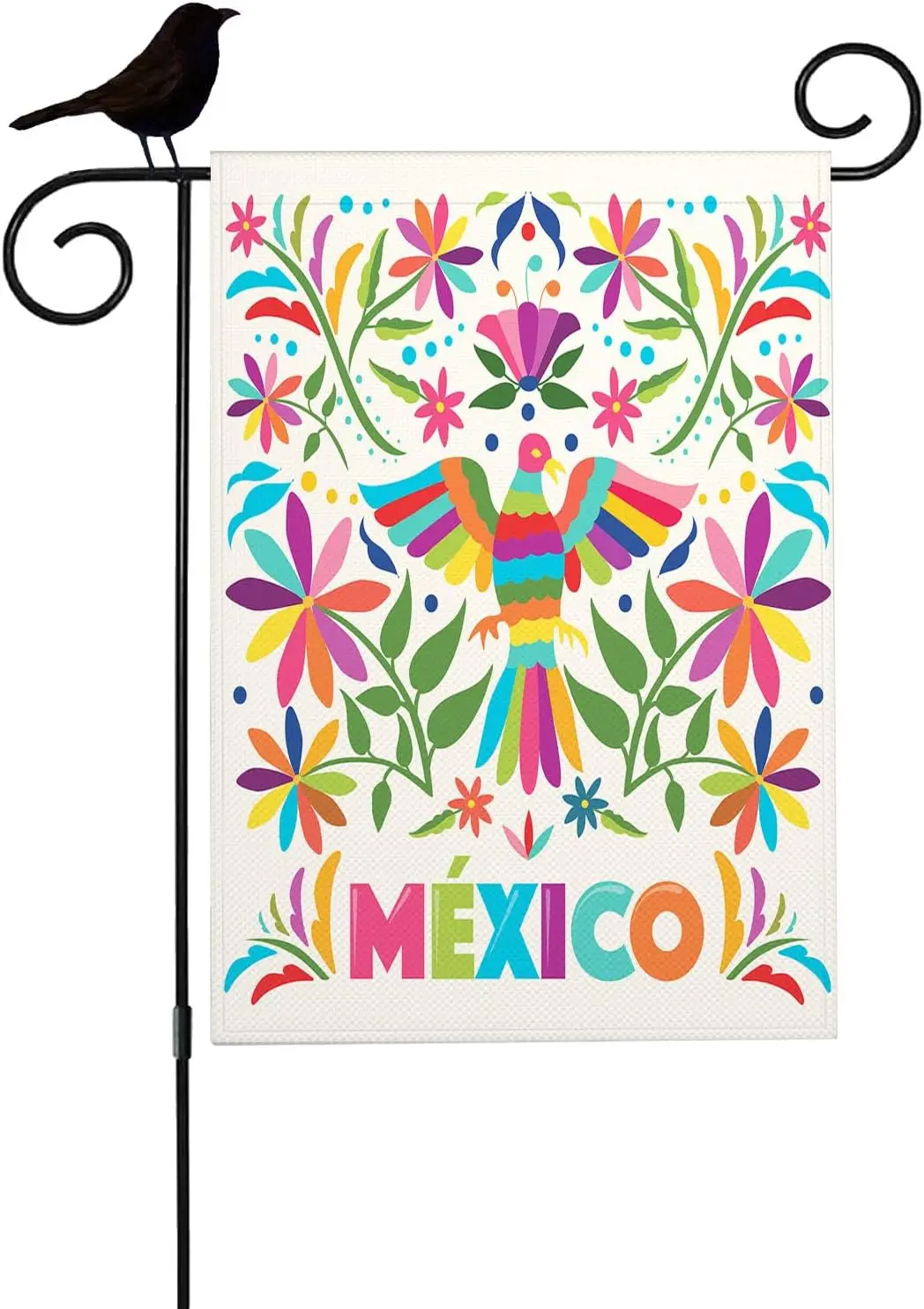 Mugod Mexican Design Floral with Birds Garden Flags 12.5X18 Double Sided, Colorful Pigeons Pheasant Yard Flag Burlap Banners Sea