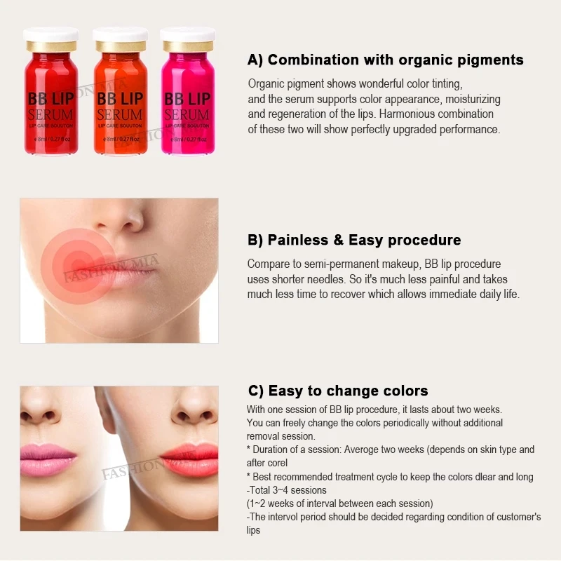 3pcs/set Glow Korea BB Lips Ampoule Serum Moisturizing BB Lip Kissum Serum BB Cream For Lip Gloss MTS Dr Skin Care Treatment