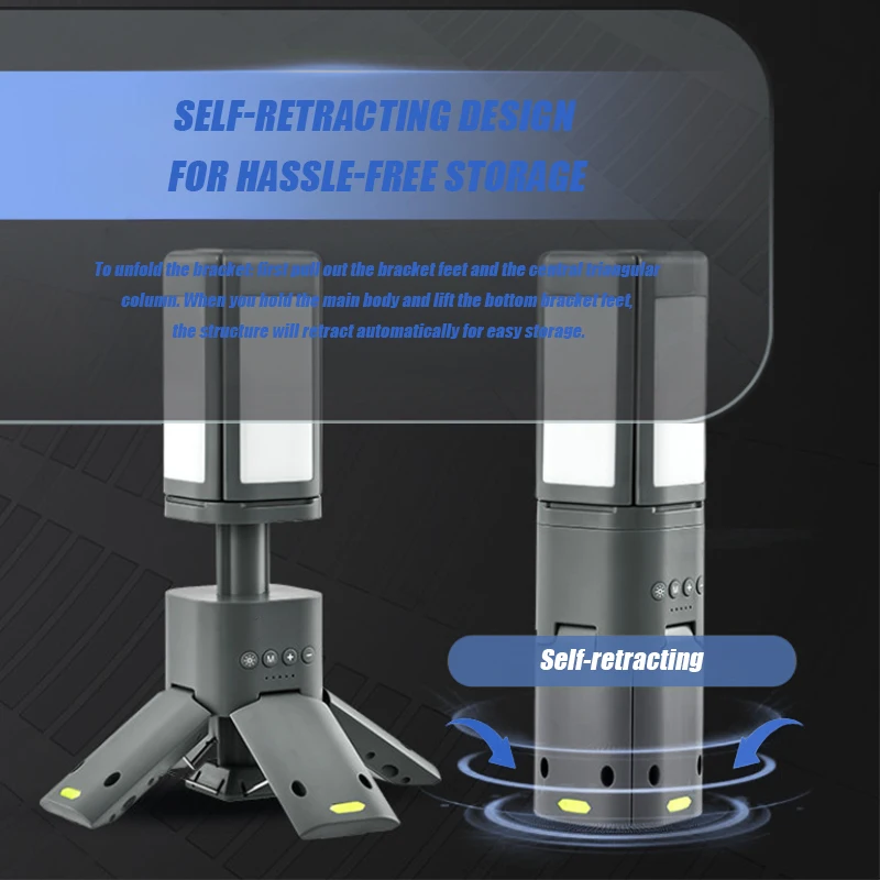 VOLODYMYR High Lumen LED Camping Light Telescopic Tripod Portable Outdoor Tent Tube Lantern for Polishing Car Repair Work view 3