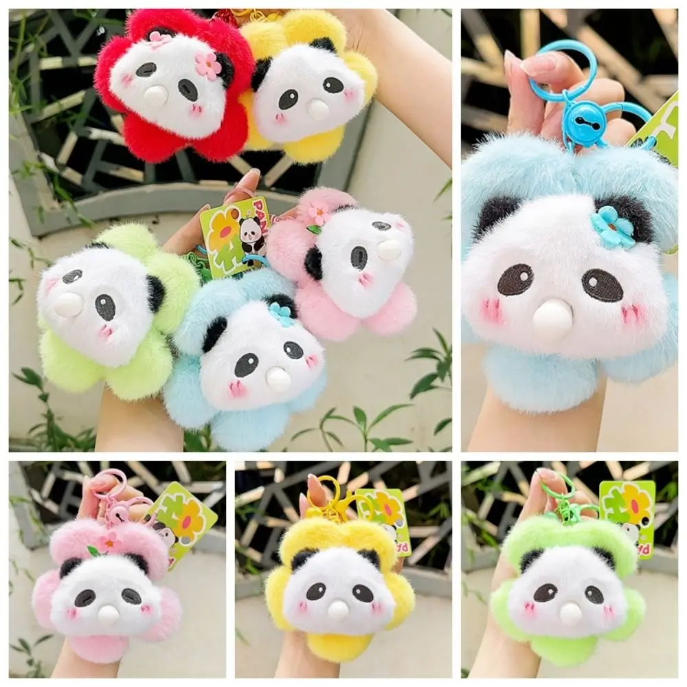 Blow Bubble Sunflower Panda Pendant Flower Plush Doll Panda Flower Plush Keychain Funny Creative Flower Stuffed Plush Toys Kids