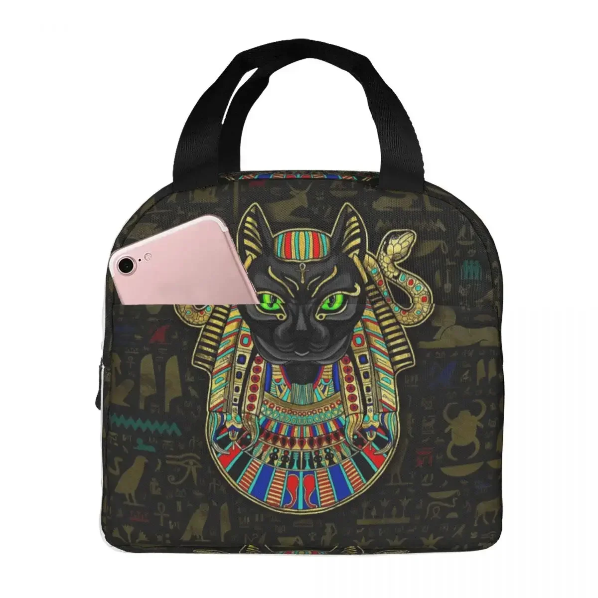 

Bastet Egyptian Goddess Insulated Lunch Bag Cat Lover Art Women Kids Cooler Thermal Portable Box Ice Pack Tote