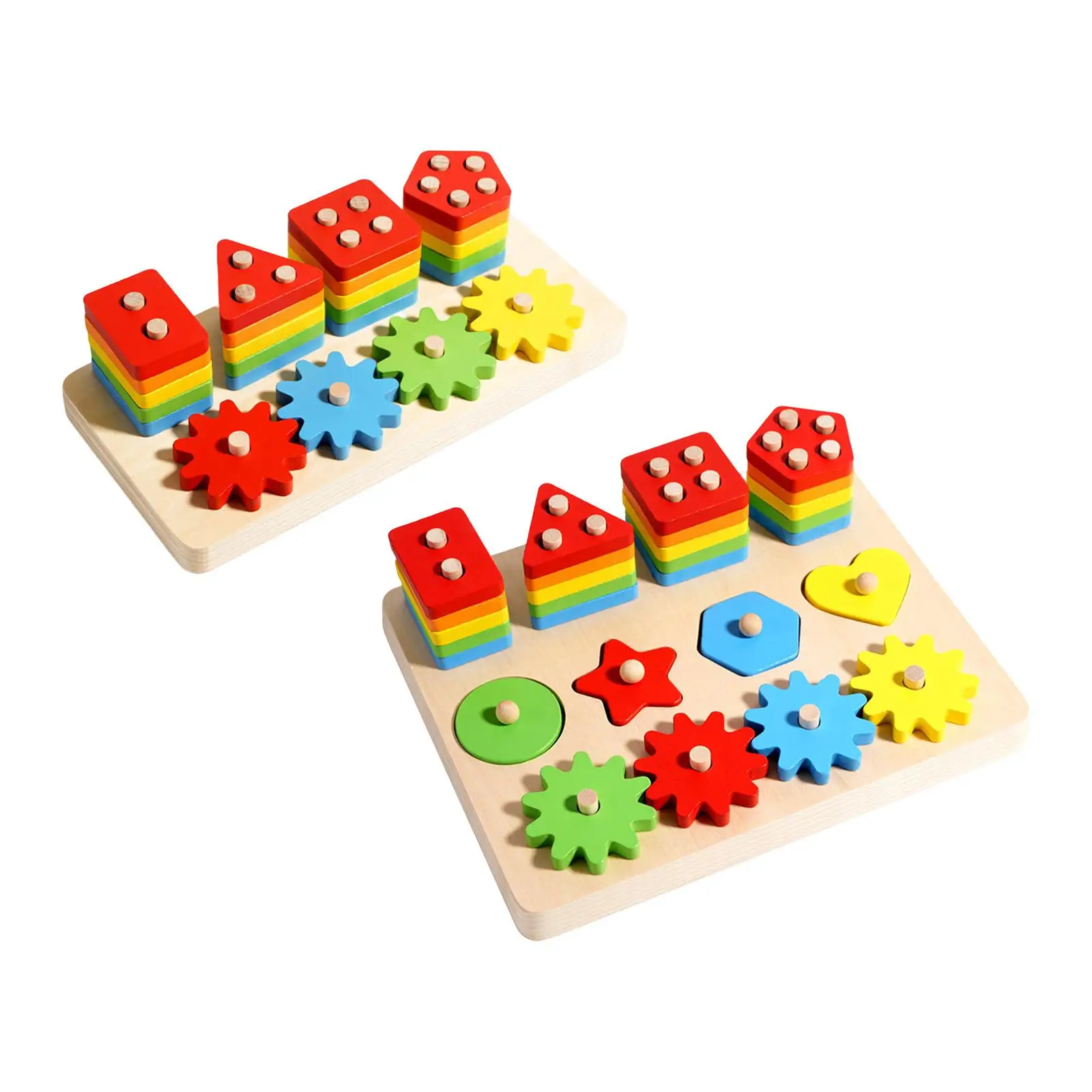Wooden Sorting Stacking Toy Sensory Stocking Stuffers Color Recognition Creative Learning Puzzles for Girls Boys Toddlers