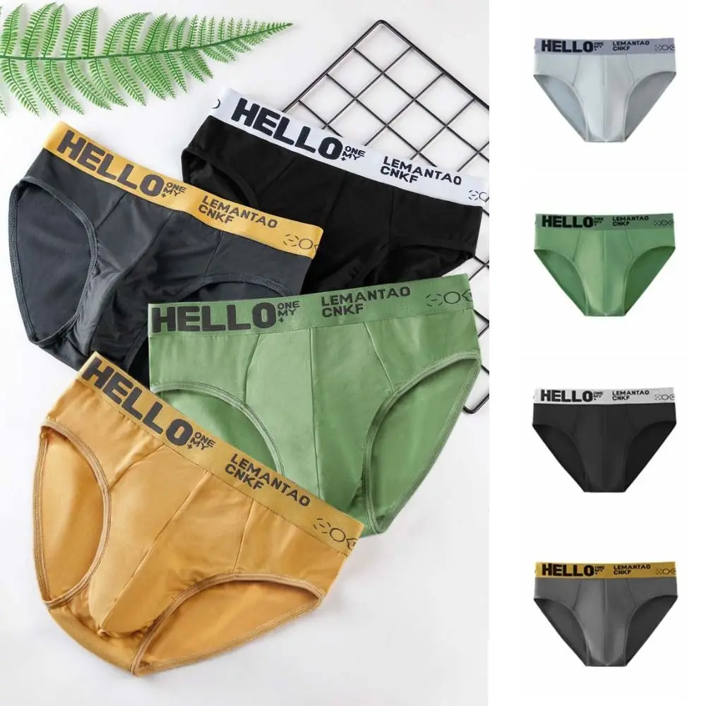 5PCS Simple Low Waist Men Thin Panties Male Lingerie Briefs Underwear for Men Elastic Letter Underpants Gifts