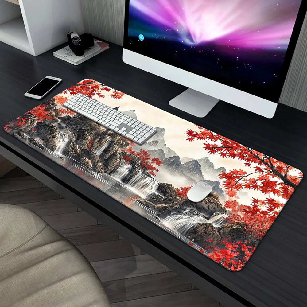 Japanese Scenery Gaming Mouse Pad, Non-Slip Rubber Base, Autumn Landscape Design, Perfect for Office and PC Gamers