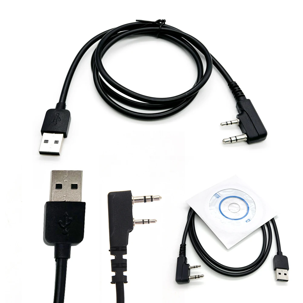 USB Programming Cable High Speed 2 Pins Plug USB Programming Cable Driver CD for TYT DMR Radio MD-380 MD-390 Retevis RT3