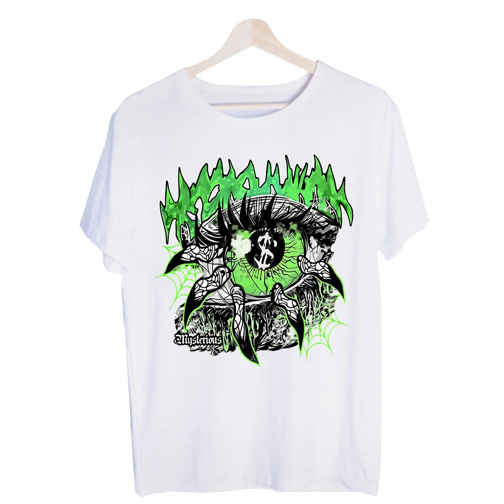 Men's Green Eye Graphic Tee, Short Sleeve Crew Neck T-Shirt for Streetwear and Casual Outfits