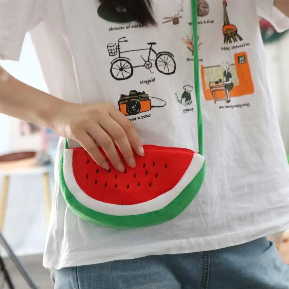 Cute Adjustable Watermelon Bag Large Capacity Fruit Watermelon Crossbody bag Practical Portable Cartoon Tote Bag Women