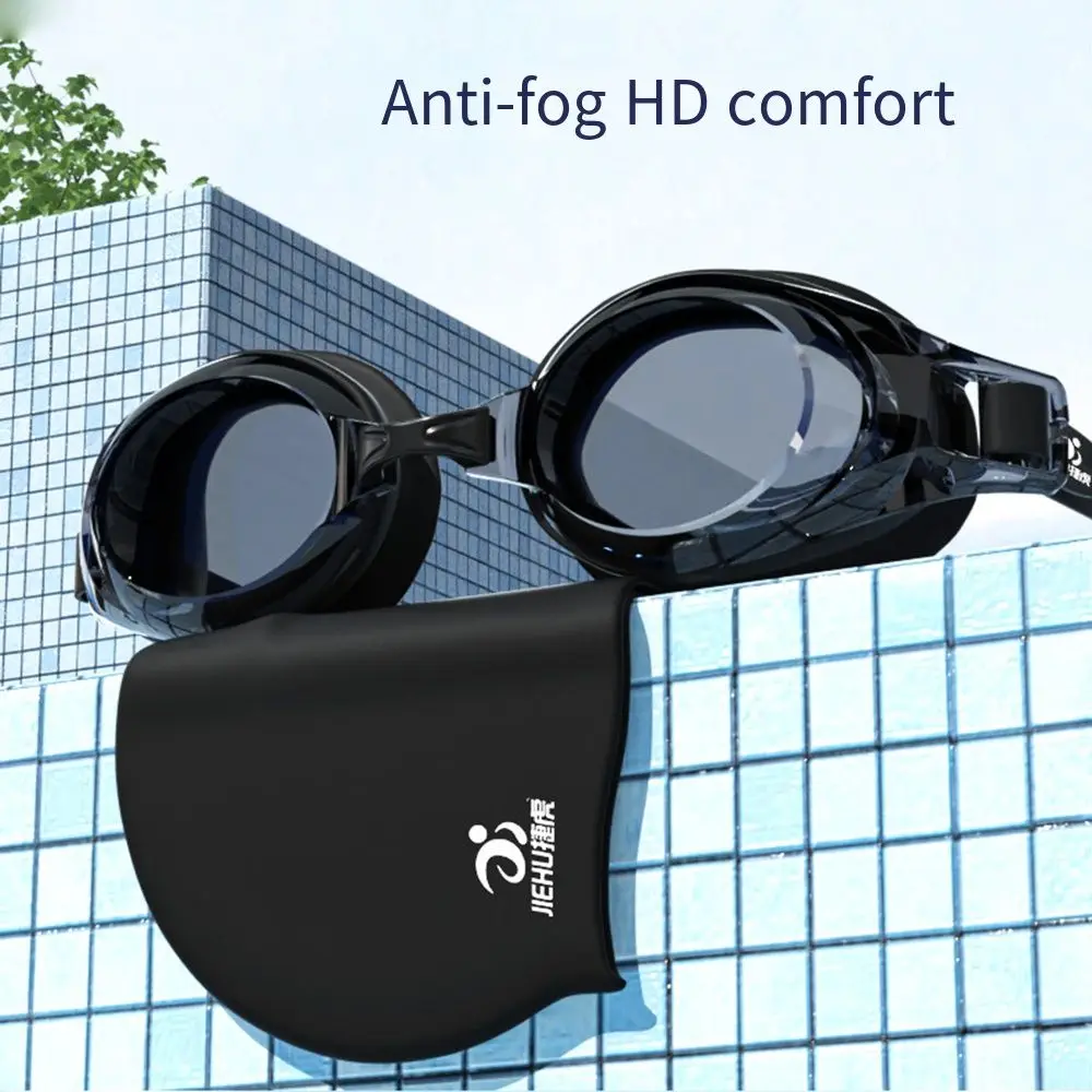 نظارات سباحة مضادة للضباب 0 ~-9.0 إطار مرآة من السيليكون نظارات سباحة قصر النظر مع حزام بنجي مرن بدون تسرب