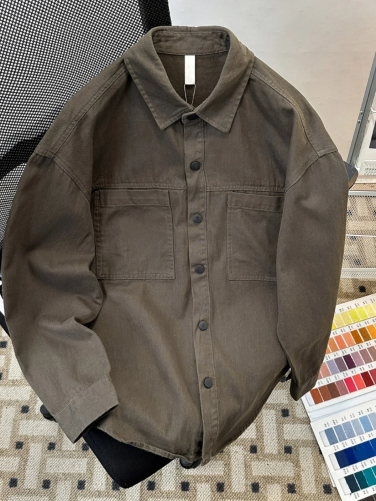 

Мужская и женская повседневная верхняя одежда в стиле ретро-американской рабочей униформы, весна-осень, модный бренд Waed, длинный рукав, свободный крой, для пар