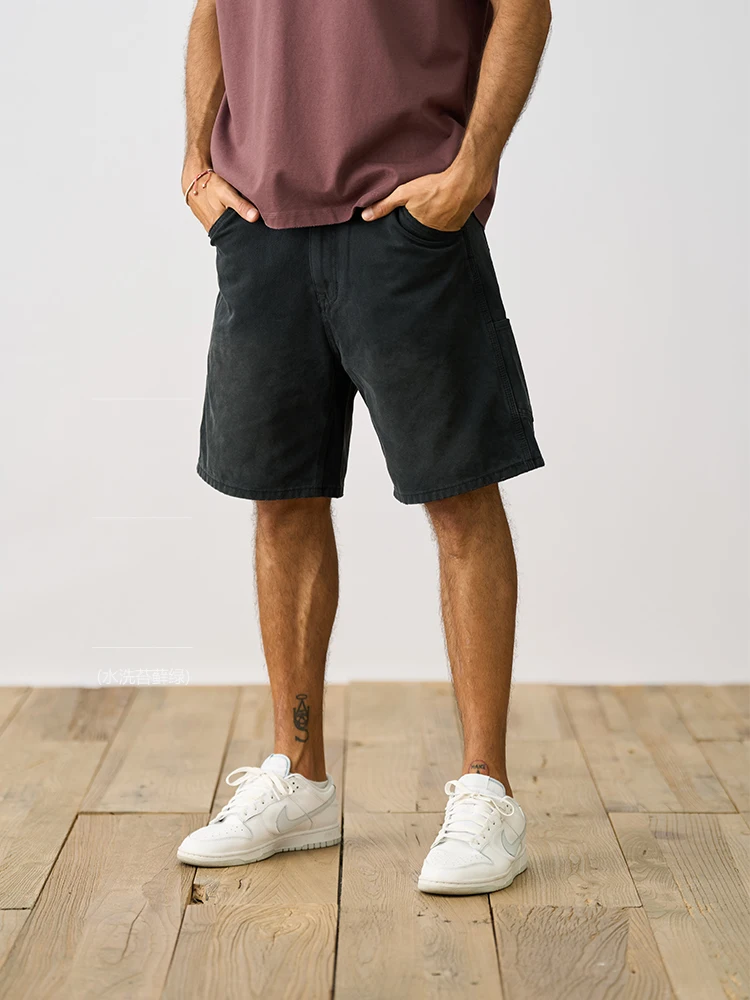 Simwood-shorts masculinos vintage, 100% algodão, reto, solto, 15oz, para exterior, verão, novo, 2022