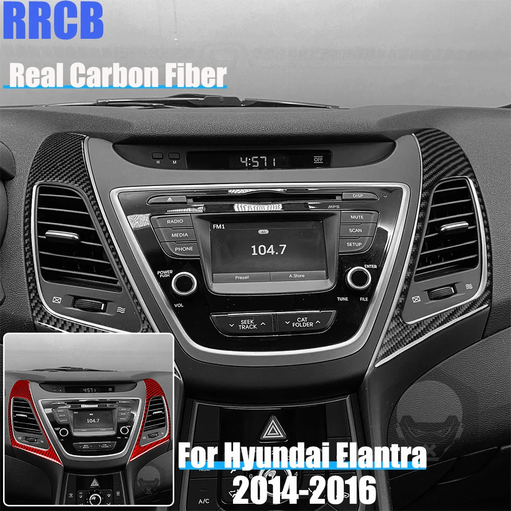 

Настоящее углеродное волокно, автомобильные аксессуары, центральная консоль, вентиляционная панель, мягкая наклейка, наклейка для Hyundai Elantra 2014 2015 2016