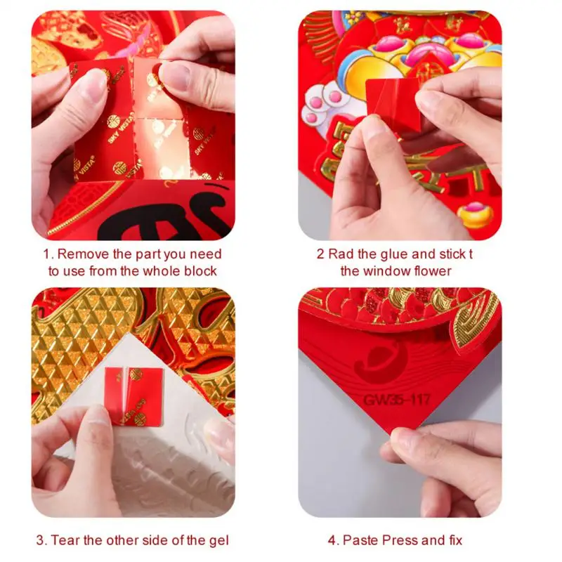 Adhesive Traceless Elastic Pvc Festive Household Products Spring Festival Couplets Stick High Viscosity Convenient Red