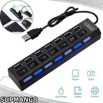 USB 허브 USB 어댑터 멀티 포트 사용 전원 어댑터 Extensor USB 2.0 PC 컴퓨터 액세서리 스위치 USB 노트북