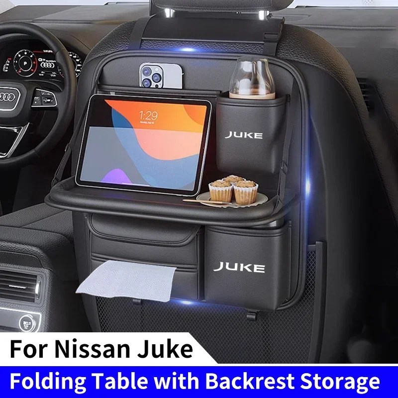 

Car Seat Back Organizer with Foldable Table Tray Car Seat Back Storage Bag For Nissan Juke F15 F16 2021 Tablet Holder Tissue Box
