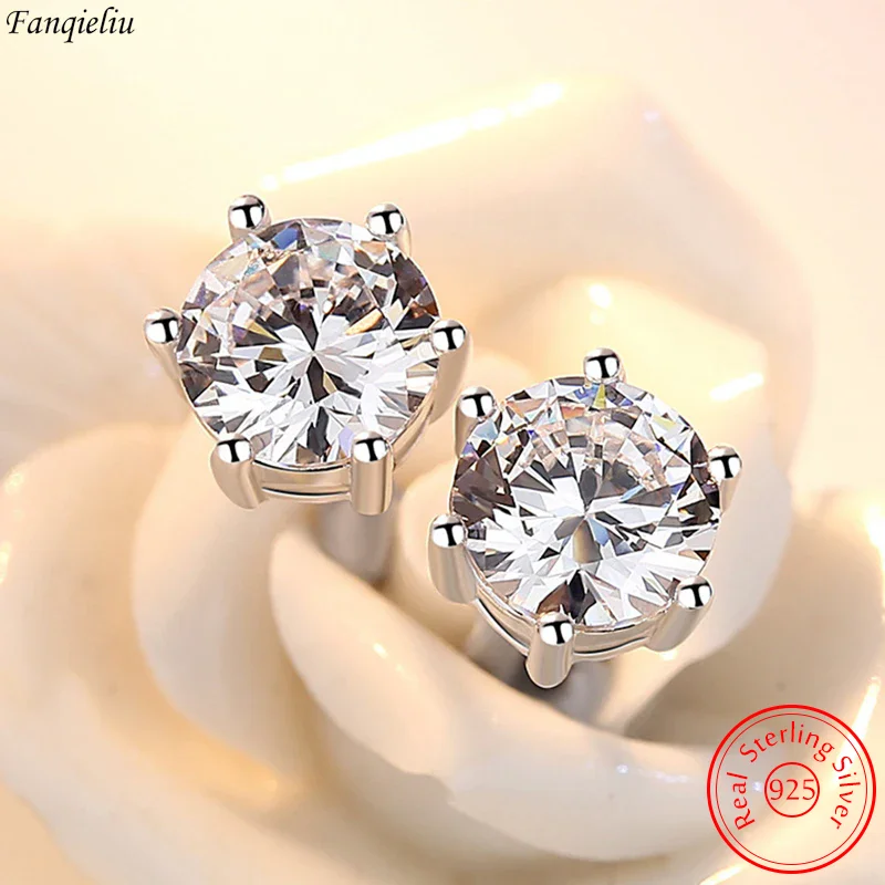 

Fanqieliu Solid 925 Sterling Silver Women's High Quality Fashion Jewelry Crystal Zircon Stud Earrings FQL23670