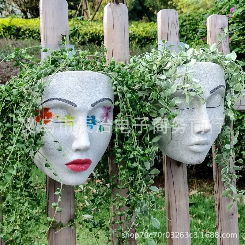 New Creative Garden Goddess Face Flower Pot Pendant Decoration Garden Art Resin Crafts Decoration Home Decoration Accessories