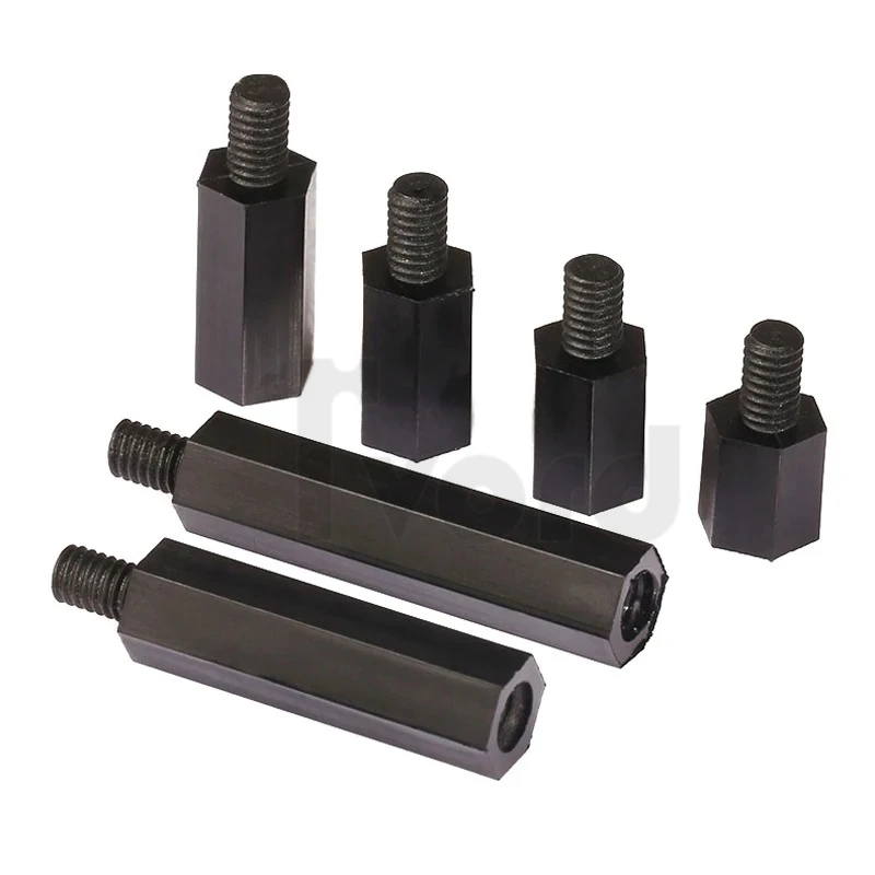 20/50pcs M2 M2.5 M3 M4 Nylon Standoffs Black Hex Male to Female Nylon Spacer Standoff Pillar Plastic Spacing Screws