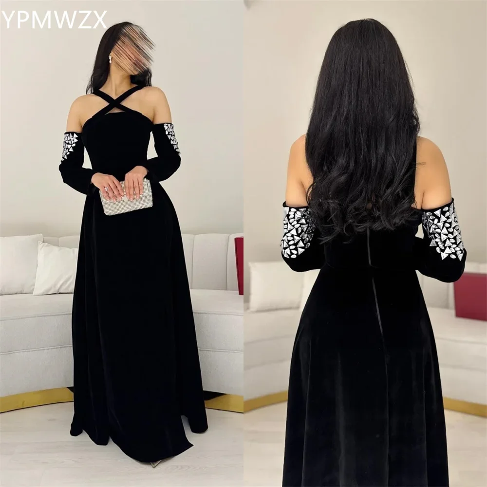 

Customized Evening Dress Formal Women YPMWZX Halter A-line Floor Length Skirts Bead Bespoke Occasion Dresses Party Prom