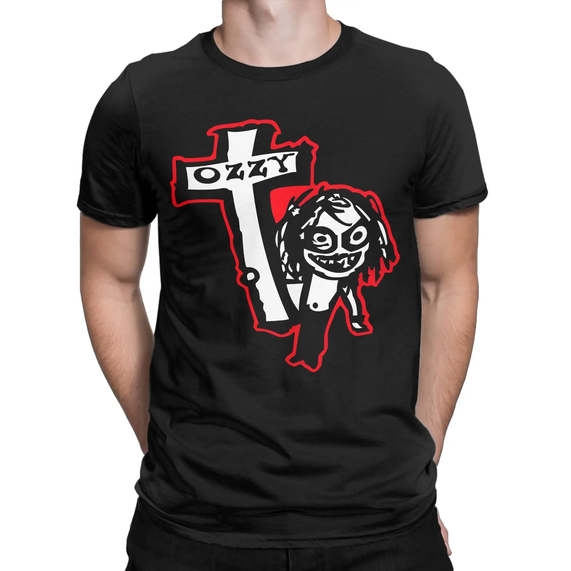 رجل تي شيرت أسود السبت الكرتون أوزي أوزبورن تي شيرت الصيف تي شيرت خمر عادية ملابس علوية من القطن الخالص هدية عيد ميلاد