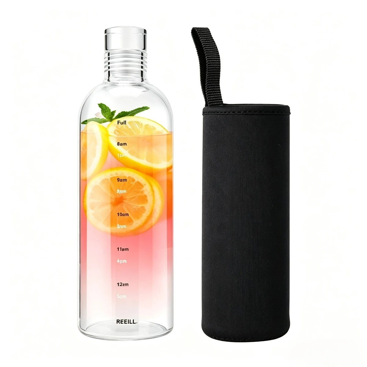 Creative Girl Water Bottle Plastic High Sense Cute Drinking Bottle with Time Scale Reusable Leakproof for School Gym Travel