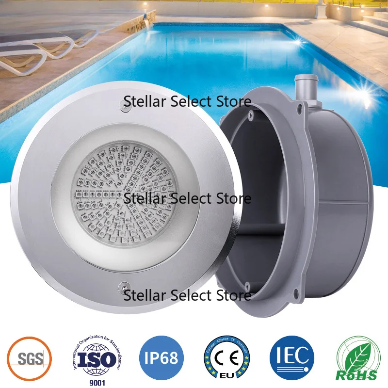RGBW Embedded Wall Light with Stainless Steel Housing, Underwater Ground Pool Light, IP68 LED Waterproof Fixture