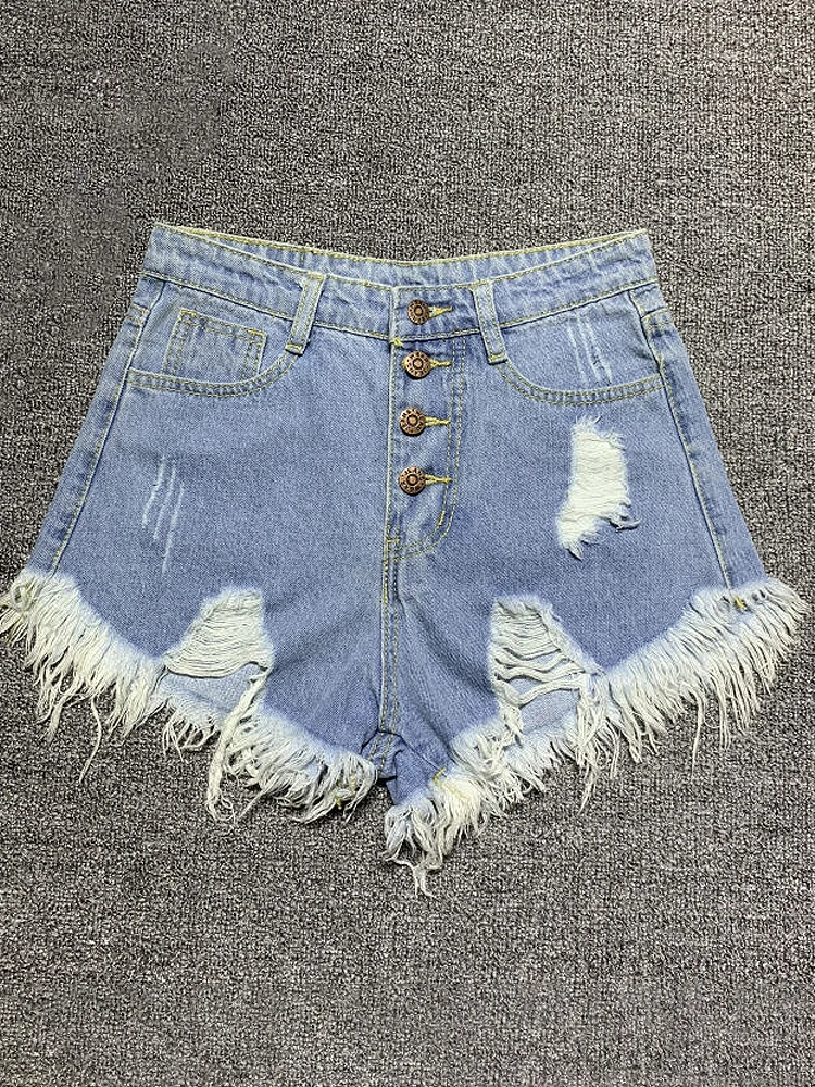 

Female Fashion Casual Summer Cool Women Denim Booty Shorts High Waists Fur-lined Leg-openings Big Size Sexy Short Jeans