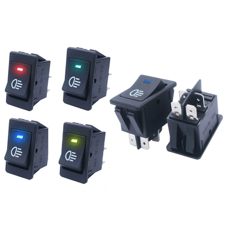 1pcs KCD4 Rocker Switch ON-OFF 2 Position 4 Pins LED push button 12v 35A automobile refitting fog lamp switch with light