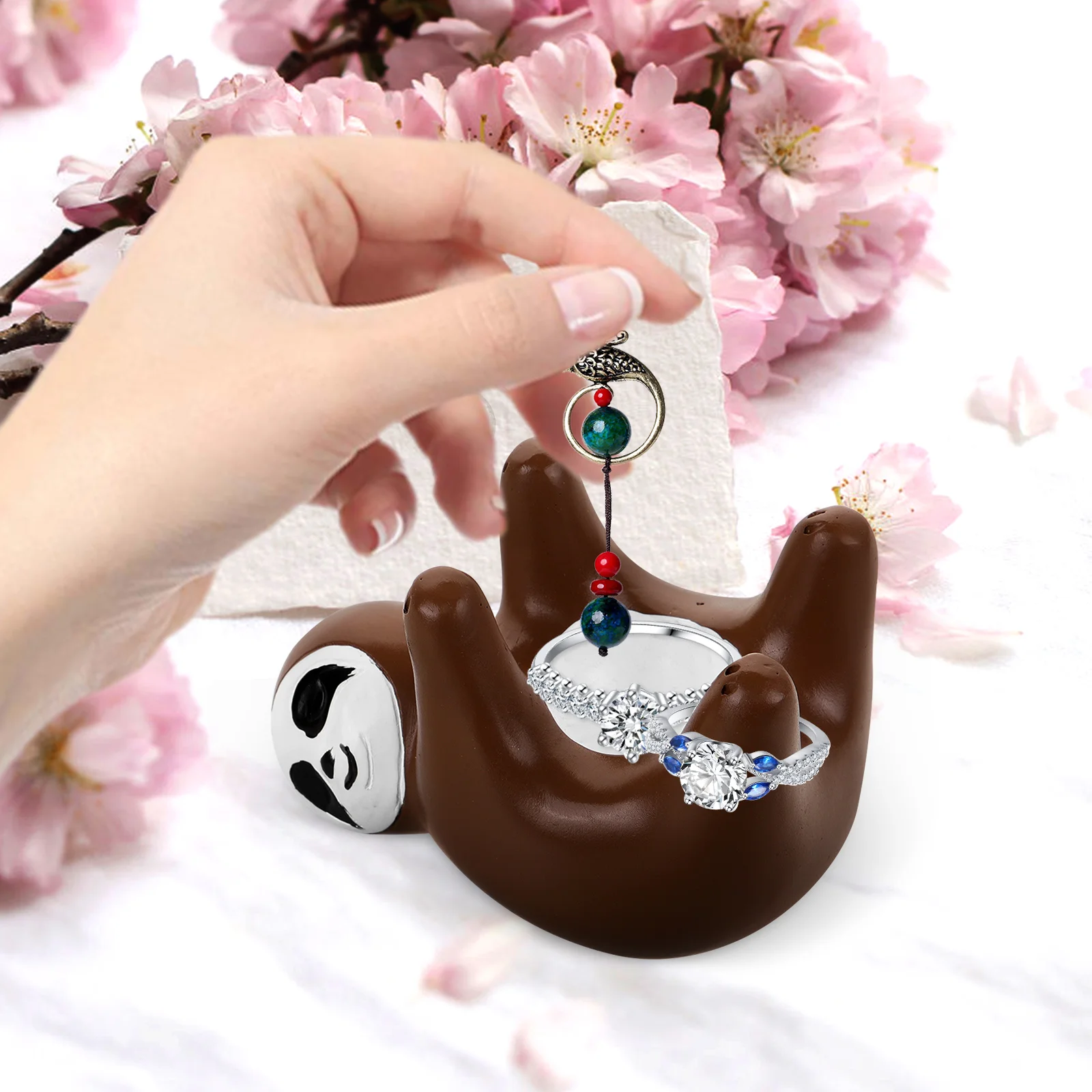 

Sloth Shaped Ring Holder Jewelry Stand Decorative Necklace Rack Tabletop Accessory Organizer Multi Decor