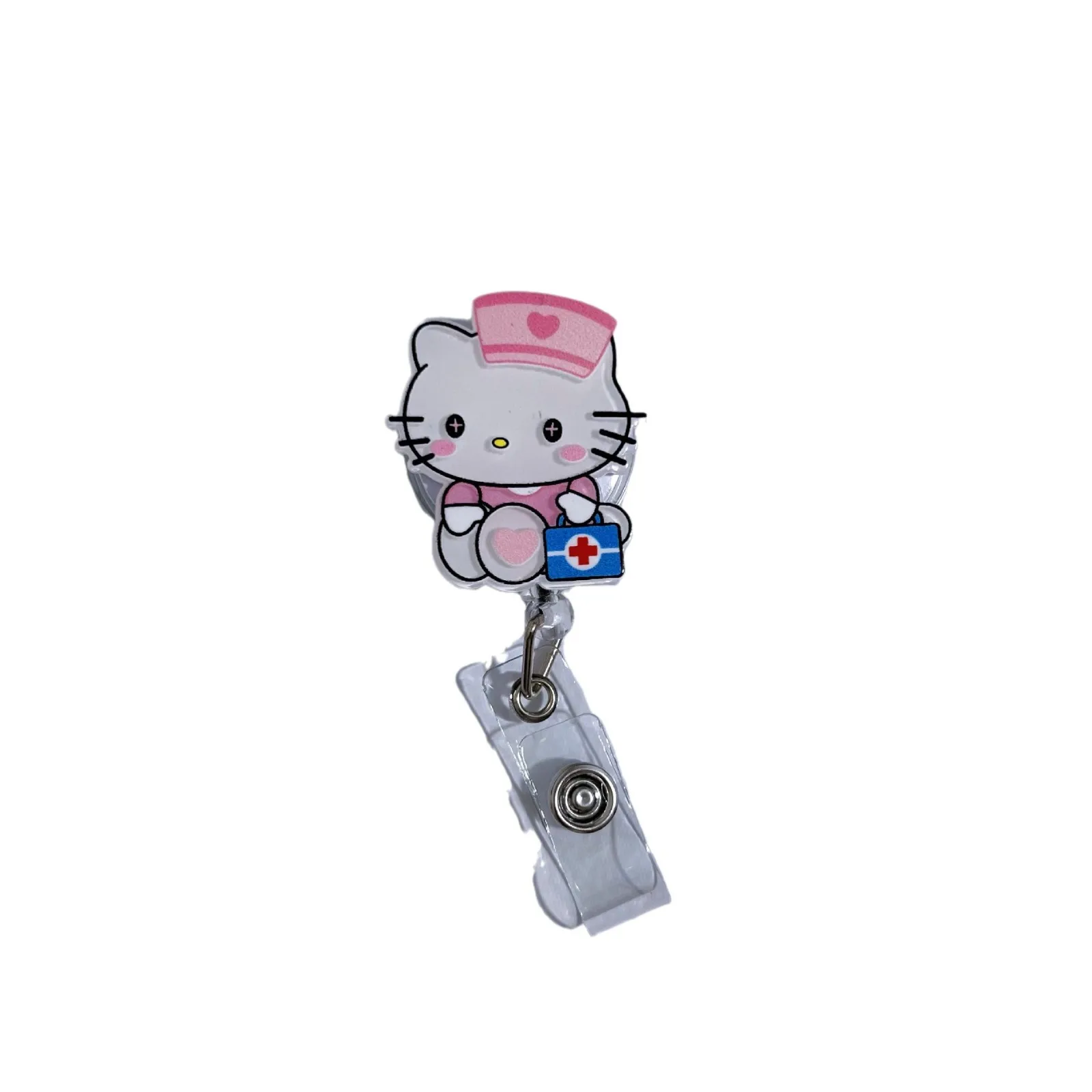 Sanrio Cartoon My Melody Pochacco Kuromi einziehbare Ausweis-Namenskarten-Clips, Abzeichen, Arbeitskarten-Clip