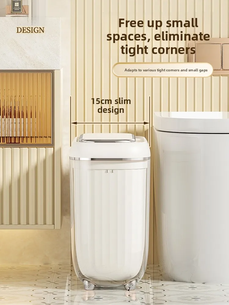 Sensor inteligente tra pode com tampa design de luxo à prova d'água para sala de estar e banheiro buet interno de corpo estreito