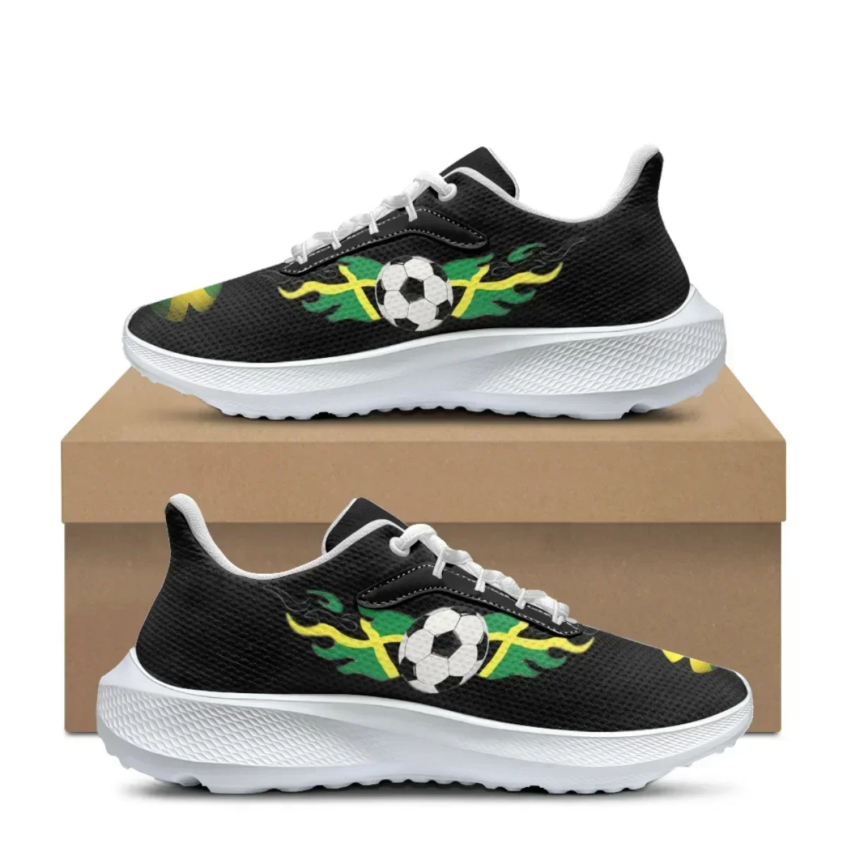 

Кроссовки с дизайном флага Бразилии и футбольным узором для женщин, летние удобные дышащие кроссовки для занятий спортом на открытом воздухе, нескользящие кроссовки для бега